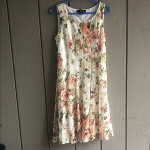 Floral Print Sleeveless Midi Dress